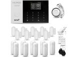 Huxgo HXA005 Sistema Di Allarme Casa Wifi + Gsm 4G Con Sirena, Sistema Di Allarme Con 9X Sensore Di Movimento E 9X Sensore Porta-Finestra, Sistema Di Allarme Per Appartamento, Casa, Garage, Tuya Smartlife App