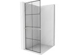 Mexen Kioto+ L Parete Doccia Con Mensola Walk-In 90 X 200 Cm, Griglia Nera, Nichel Spazzolato - 800-090-123-97-77
