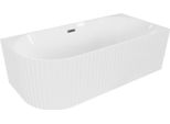 Mexen Gia Vasca Da Bagno Freestanding Angolare Scanalata Destra 170 X 80 Cm, Bianco Lucido, Troppopieno Grigio Canna Di Fucile