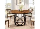 Tavolo Da Pranzo Rotondo Tribesigns Per 4 Persone, Tavolo Da Pranzo Rustico Da 120 Cm Con Base In Metallo, Tavolo Da Cucina Rotondo Per Cucina, Soggiorno, Sala Da Pranzo (Marrone)