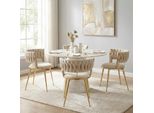 Lvhom Sedia Da Pranzo In Velluto Set Di 4 Sedie Con Schienale, Sedia Imbottita Sedia Da Cucina Con Gambe In Metallo Dorato, Avorio