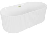 Mexen Paola Vasca Da Bagno Autoportante Scanalata 150 X 75 Cm, Bianco Lucido, Troppopieno Oro Spazzolato - 52721507500-55
