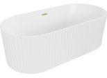 Mexen Paola Vasca Da Bagno Freestanding Scanalata 150 X 75 Cm, Bianco Opaco, Troppopieno Oro Spazzolato - 52721507501-55