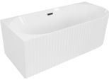 Mexen Gia Vasca Da Bagno Freestanding Angolare Scanalata Sinistra 170 X 80 Cm, Bianco Lucido, Troppo Pieno Nero