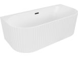 Mexen Sella Vasca Da Bagno Freestanding A Parete Rigata 170 X 80 Cm, Bianco Opaco, Troppopieno Nero - 52711708001-70