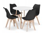 Set Da Pranzo 1+4, Tavolo Kami 80X80 Bianco + Sedia Bali Mark Nera