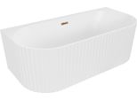 Mexen Sella Vasca Da Bagno Freestanding A Parete Scanalata 170 X 80 Cm, Bianco Lucido, Troppopieno Oro Rosa - 52711708000-60