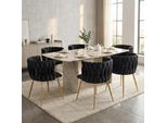 Lvhom Sedie Da Pranzo Sedia Da Salotto Rivestita In Velluto Set Di 6 Sedia Imbottita Stile Intrecciato, Sedia Da Pranzo, Struttura In Metallo Dorato, Nero