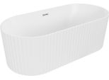 Mexen Paola Vasca Da Bagno Freestanding Rigata 150 X 75 Cm, Bianco Opaco, Troppopieno Cromo - 52721507501-01
