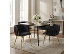 Lvhom Sedie Da Pranzo Sedia Da Salotto Rivestita In Velluto Set Di 4 Sedie Imbottite Stile Intrecciato, Sedia Da Sala Da Pranzo, Struttura In Metallo Dorato, Nero