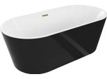 Mexen Luna Vasca Da Bagno Freestanding 160 X 75 Cm, Bianca/Nera, Troppopieno Dorato - 52031607575-50