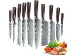 Set Di Coltelli Da Chef, Acciaio Inossidabile 7CR17, Manico Ergonomico In Legno, 10 Pezzi