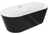 Mexen Luna Vasca Da Bagno Autoportante 180 X 80 Cm, Bianca/Nera, Troppopieno Nichel Spazzolato - 52031808075-97