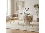 Lvhom Sedie Da Sala Da Pranzo Imbottitura In Velluto Sedia Da Soggiorno Set Di 2 Sedie Imbottite Stile Intrecciato, Sedia Da Sala Da Pranzo, Struttura In Metallo Dorato, Avorio