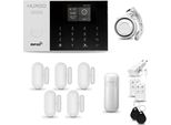 Huxgo HXA005 Sistema Di Allarme Casa Wifi + Gsm 2G Con Sirena Sistema Di Allarme Con Sensore Di Movimento E 5X Sensori Porta-Finestra, Sistema Di Allarme Per Appartamento, Casa, Garage, App Tuya Smartlife