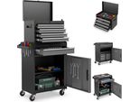 Costway Carrello Da Officina 2In1 Con Valigetta, 8 Scomparti, Ganci, Rotelle E Ripiano Regolabile, Carrello Portautensili Bloccabile Fino A 100 Kg Senza Attrezzi 59X28X102 Cm
