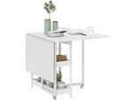 Homcom Tavolo Da Pranzo Pieghevole Tavolo Da Cucina Per 2-4 Persone Con 2 Ripiani Aperti, Tavolo Da Pranzo Tavolo Pieghevole Con Rotelle Per Piccoli Ambienti, Sala Da Pranzo, Cucina 133,4 X 80 X 75 Cm Bianco