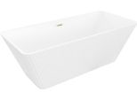 Mexen Tava Vasca Da Bagno Indipendente Scanalata 170 X 75 Cm, Bianca, Troppopieno Oro Spazzolato - 52851707500-55