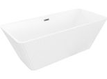 Mexen Tava Vasca Da Bagno Freestanding Rigata 170 X 75 Cm, Bianca, Troppopieno Gun Gray Spazzolato - 52851707500-66