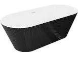 Mexen Yara Vasca Da Bagno Freestanding Rigata 170 X 75 Cm, Bianca/Nera, Troppo Pieno Bianco - 52861707575-20