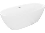 Mexen Luvo Slim Vasca Da Bagno Freestanding 170 X 75 Cm, Bianca, Troppopieno Nichel Spazzolato - 52801707500-97