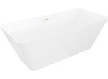 Mexen Velo Slim Vasca Da Bagno Autoportante 170 X 75 Cm, Bianca, Troppo Pieno Oro Spazzolato - 52811707500-55