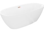 Mexen Luvo Slim Vasca Da Bagno Freestanding 170 X 75 Cm, Bianca, Troppopieno Oro Rosa - 52801707500-60