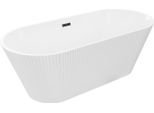 Mexen Yara Vasca Da Bagno Freestanding Scanalata 170 X 75 Cm, Bianca, Troppopieno Nero - 52861707500-70
