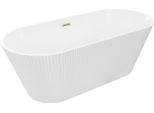 Mexen Yara Vasca Da Bagno Autoportante Scanalata 170 X 75 Cm, Bianca, Troppo Pieno Oro Spazzolato - 52861707500-55