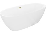 Mexen Luvo Slim Vasca Da Bagno Freestanding 170 X 75 Cm, Bianca, Troppopieno Dorato - 52801707500-50