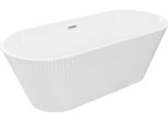 Mexen Yara Vasca Da Bagno Autoportante Scanalata 170 X 75 Cm, Bianca, Troppopieno Nichel Spazzolato - 52861707500-97