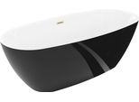 Mexen Luvo Slim Vasca Freestanding 170 X 75 Cm, Bianca/Nera, Troppopieno Oro Spazzolato - 52801707575-55