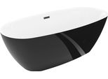 Mexen Luvo Slim Vasca Da Bagno Indipendente 170 X 75 Cm, Bianca/Nera, Troppopieno Nero - 52801707575-70