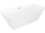 Mexen Velo Slim Vasca Da Bagno Indipendente 170 X 75 Cm, Bianca, Troppo Pieno Rame Spazzolato - 52811707500-65