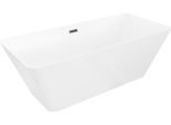 Mexen Velo Slim Vasca Da Bagno Indipendente 170 X 75 Cm, Bianca, Troppo Pieno Nero - 52811707500-70