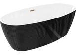 Mexen Lira Vasca Da Bagno Indipendente Modello 170 X 80 Cm, Bianco/Nero, Troppopieno Oro Rosa - 52831708075-60