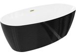 Mexen Lira Vasca Da Bagno Autoportante Modello 170 X 80 Cm, Bianca/Nera, Troppopieno Dorato Spazzolato - 52831708075-55