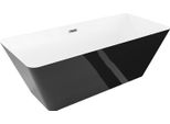 Mexen Velo Slim Vasca Da Bagno Indipendente 170 X 75 Cm, Bianca/Nera, Trabocco Gun Gray Spazzolato - 52811707575-66