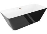 Mexen Velo Slim Vasca Da Bagno Freestanding 170 X 75 Cm, Bianca/Nera, Troppopieno Oro Rosa - 52811707575-60