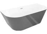 Mexen Oval Slim Vasca Autoportante A Parete 170 X 80 Cm, Bianca/Grigia, Troppo Pieno Cromato - 52661708062-01