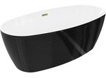 Mexen Lira Vasca Da Bagno Autoportante Motivo 170 X 80 Cm, Bianca/Nera, Troppopieno Dorato - 52831708075-50
