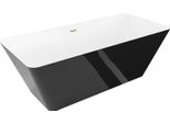 Mexen Velo Slim Vasca Freestanding 170 X 75 Cm, Bianca/Nera, Troppo Pieno Oro Spazzolato - 52811707575-55