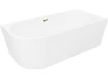 Mexen Silo Vasca Da Bagno Angolare Destra Rigata 170 X 80 Cm, Bianca, Troppopieno Dorato - 52891708000P-50