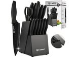 Set Di Coltelli Da Cucina, Acciaio Ad Alto Tenore Di Carbonio, 15 Pezzi, Lunghezza Lama 14,5 Cm, Impugnatura Ergonomica, Angolo Di Lama Superiore A 60°