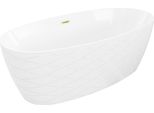 Mexen Olea Vasca Da Bagno Autoportante Modello 170 X 80 Cm, Bianca, Troppopieno Oro Spazzolato - 52821708000-55