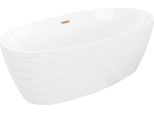 Mexen Olea Vasca Da Bagno Autoportante Modello 170 X 80 Cm, Bianca, Troppo Pieno Rame Spazzolato - 52821708000-65