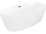 Mexen Olea Vasca Da Bagno Freestanding Modello 170 X 80 Cm, Bianca, Troppopieno Nero - 52821708000-70