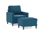 Syfax™ Poltrona Con Poggiapiedi Blu 60 Cm In Velluto