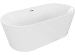 Mexen Luna Vasca Da Bagno Indipendente 140 X 75 Cm, Bianca, Troppopieno Nichel Spazzolato - 52031407500-97