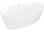 Mexen Olea Vasca Da Bagno Indipendente Motivo 170 X 80 Cm, Bianca, Troppopieno Nichel Spazzolato - 52821708000-97